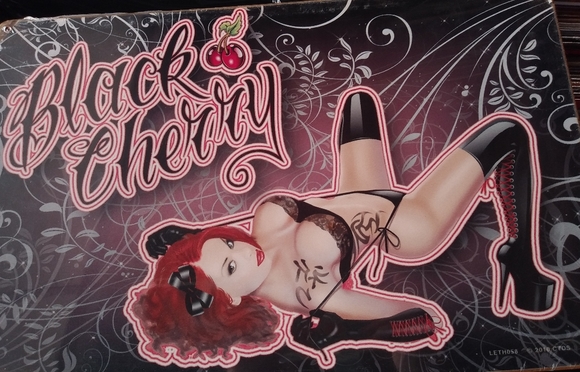 Black Cherry sexy metal sign 12x18